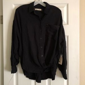 Free People solid hidden valley button down shirt